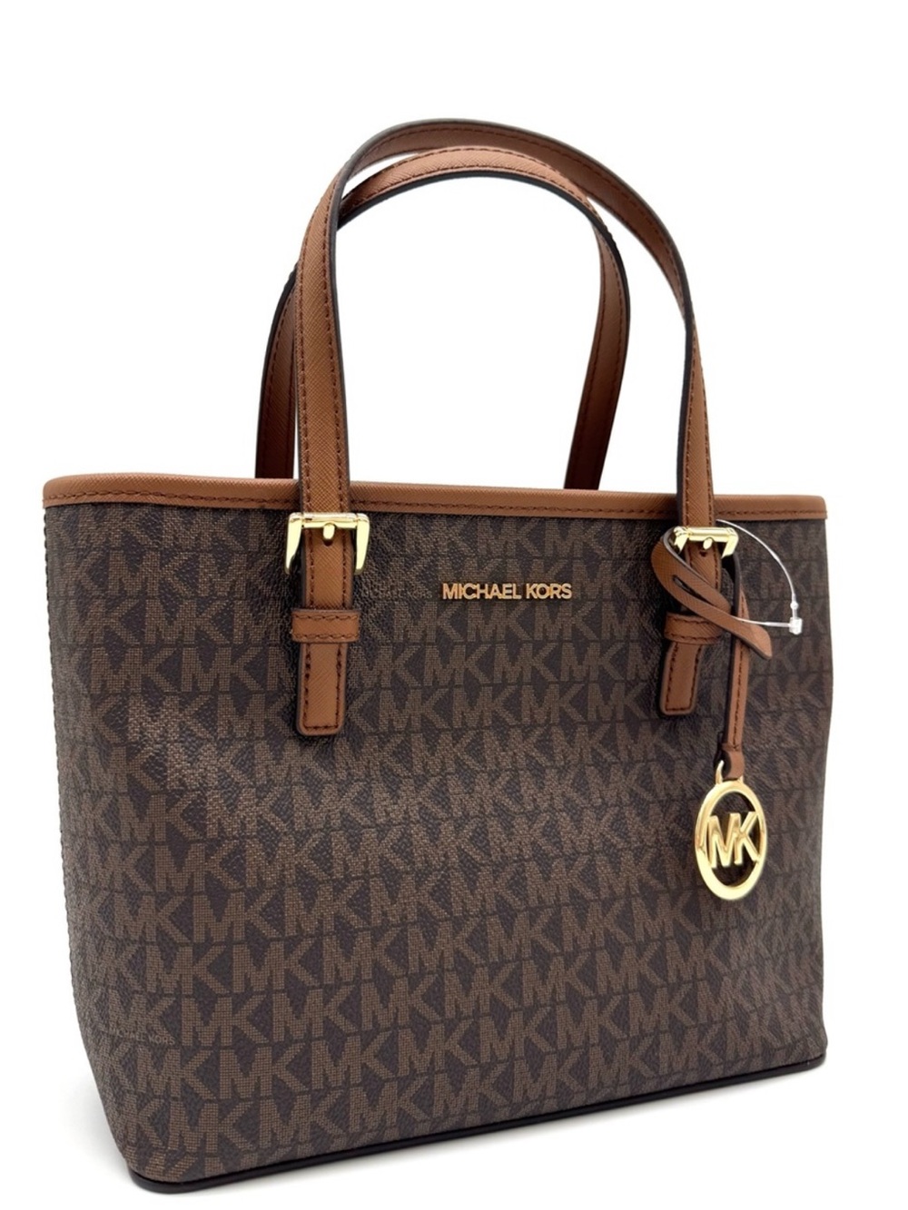 Michael Kors XS Jet Set Travel Convertible TZ Tote Bag Brown Signature